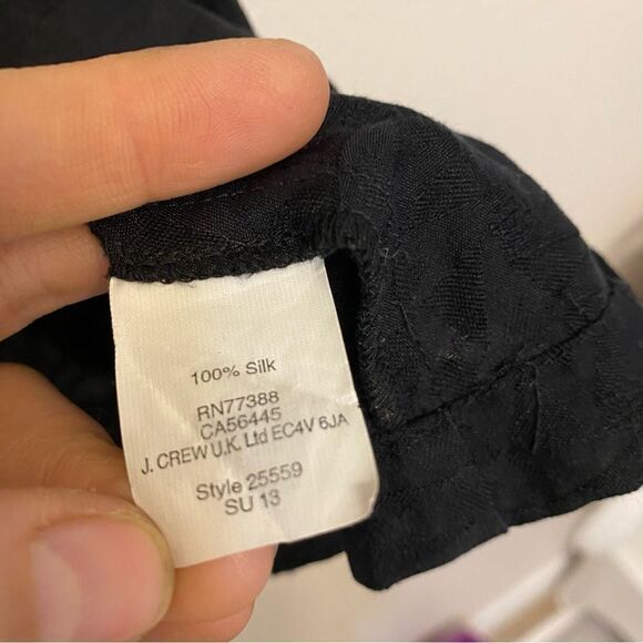 Madewell Black Scenic View Scallop open Back Dress 100% silk short sleeve XS - Picture 5 of 11